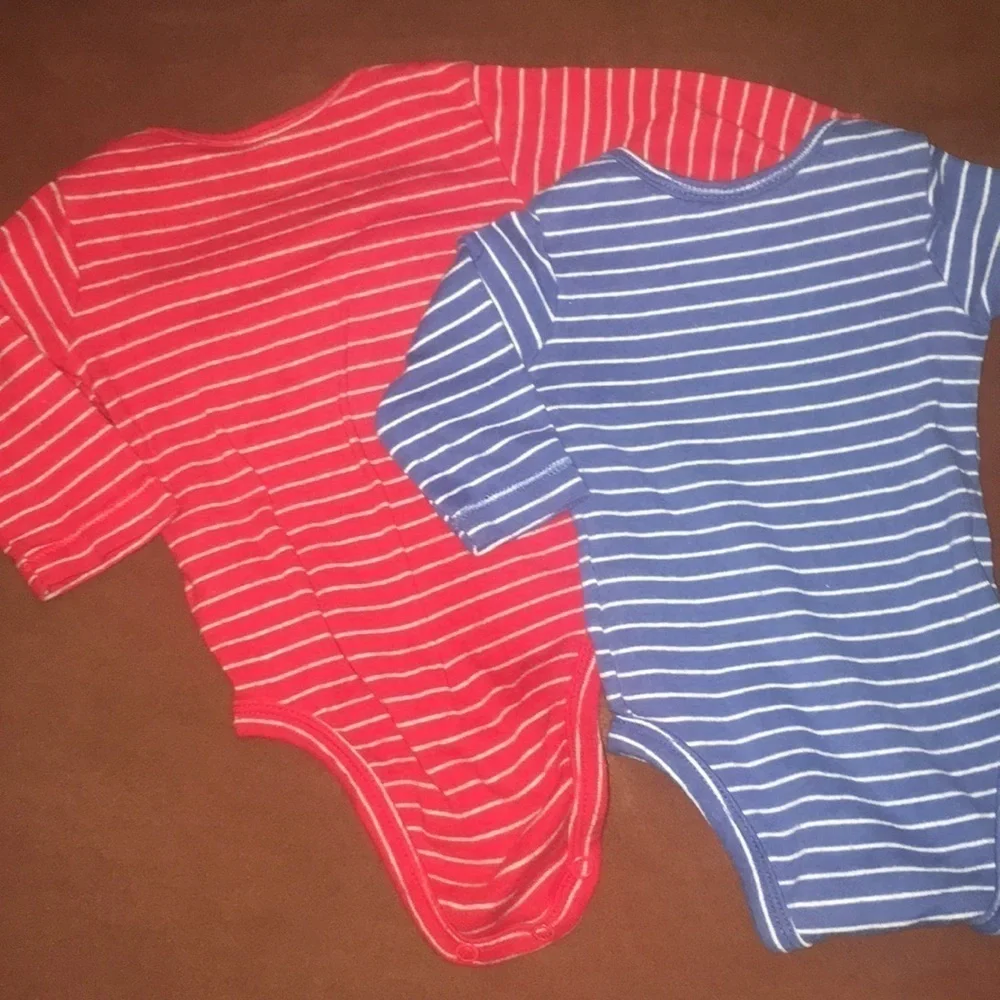Carter’s unisex red blue striped onesies 3 months